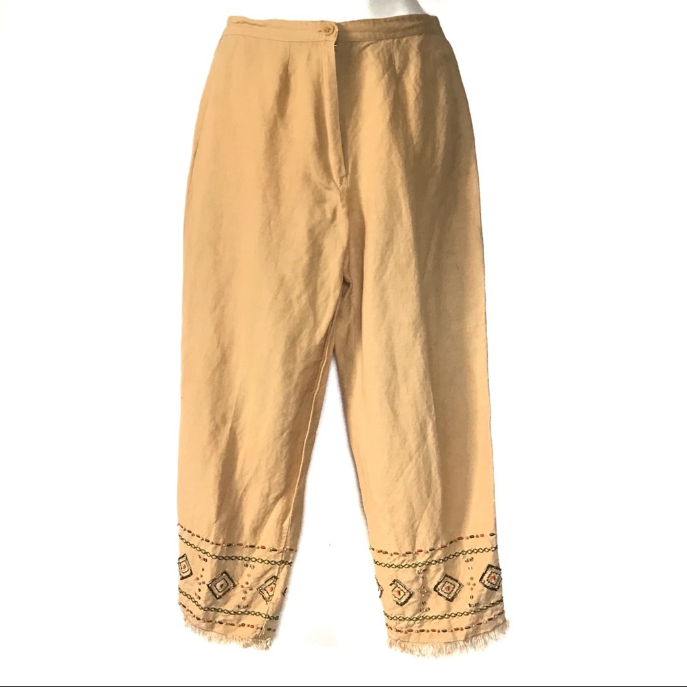 Vintage Merigold Beaded Fringe Pants High Rise 70s
